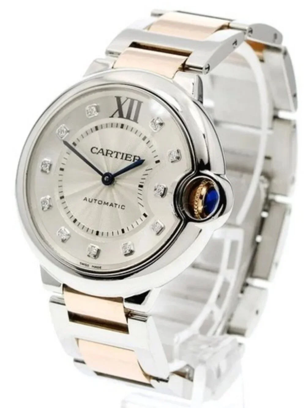 CARTIER Baron blue WE902031 11P diamond Silver Dial Automatic Men's Watch_962531